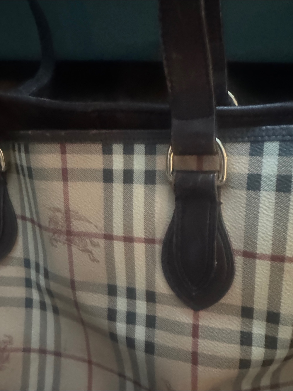 Burberry Beige Nova Check Tote with Dark Brown Handles - Picture 7 of 8